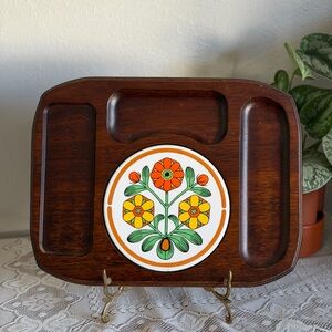 Vintage Himark Japan Divided Cheese Board with Floral Design